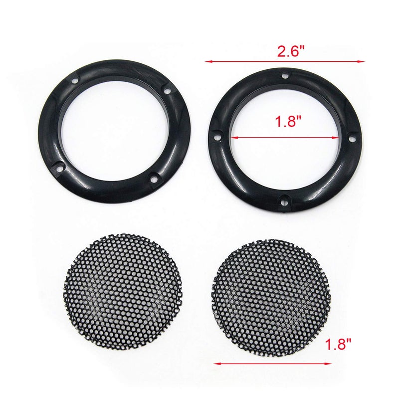 Mcredy Speaker Cover 2" Black ABS Plastic Car Speaker Grill with Metal Mesh Round Decorative Grill Protective Case with Mounting Screws for DIY Home Audio, 4 Pcs - Image 2